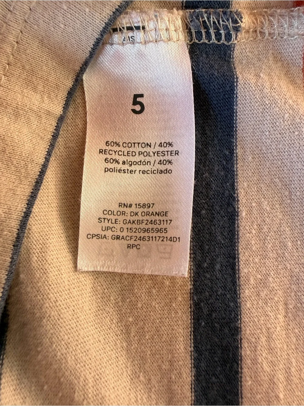 Striped Kids Adventure Tee - Orange & Blue Size 5